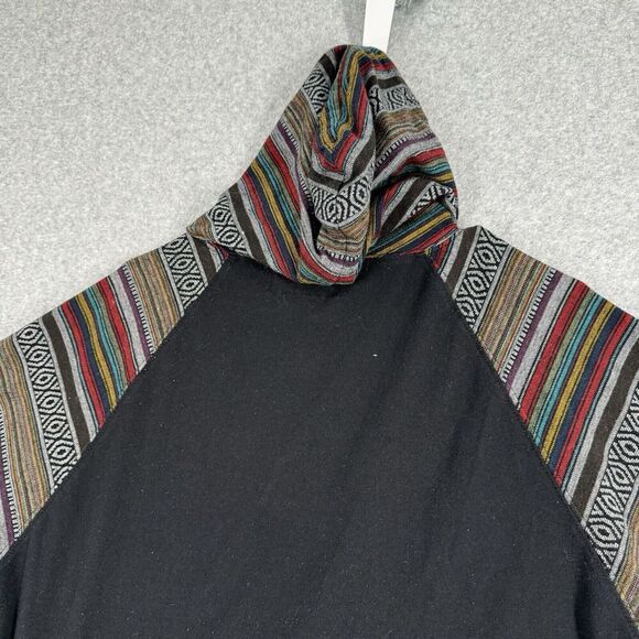 Beautiful Giant Hoodie Mens Medium Black Muti Pullover Aztec Print Short Sleeve - Picture 9 of 13